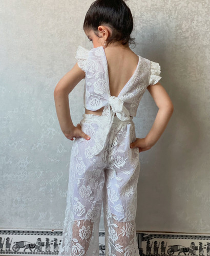 ست کراپ شلوار دانتل ۳ الی ۸ سال