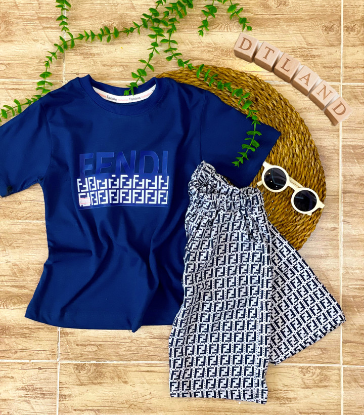 تیشرت شلوارک پسرانه طرح FENDI مناسب ۴ تا ۸ سال