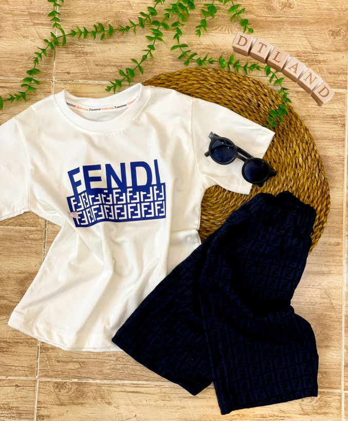 تیشرت شلوارک پسرانه طرح FENDI مناسب ۴ تا ۸ سال
