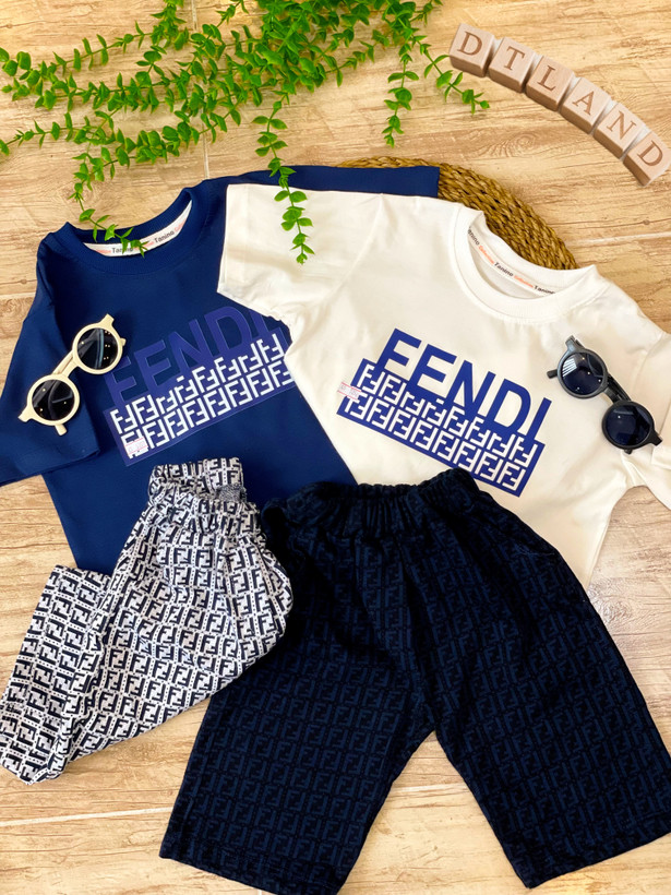 تیشرت شلوارک پسرانه طرح FENDI مناسب ۴ تا ۸ سال
